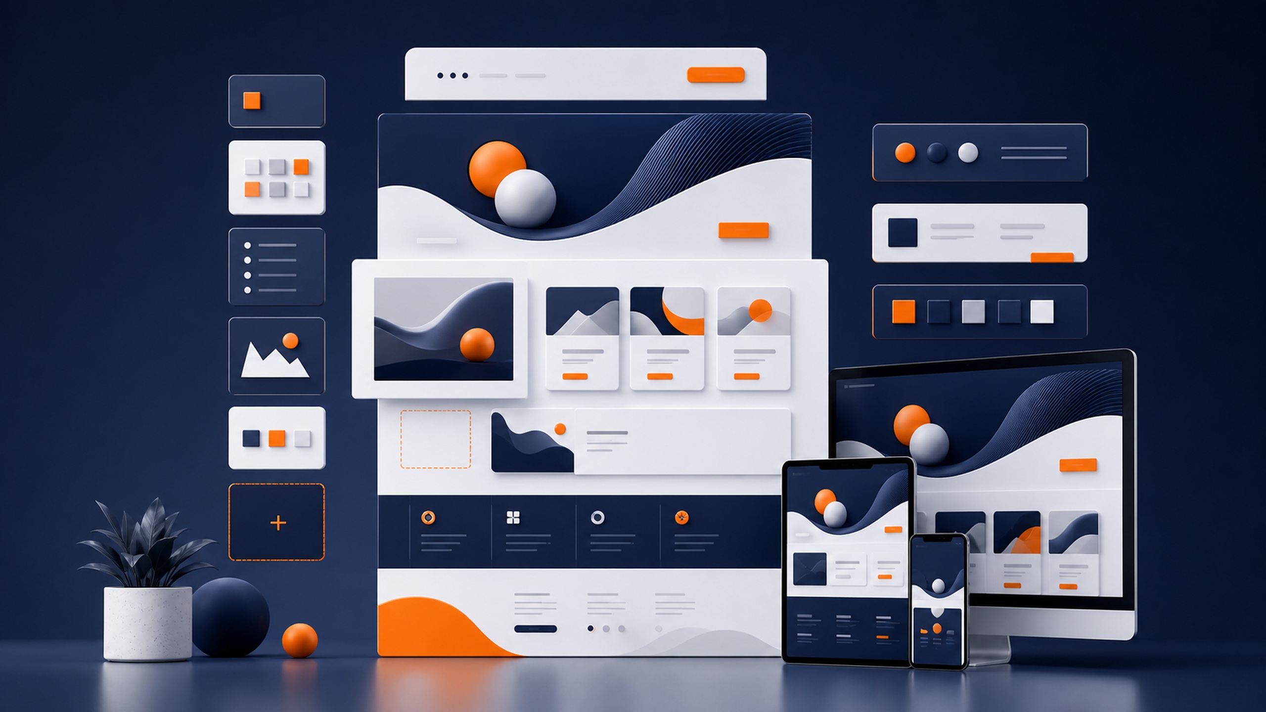 Illustration IA sans texte - WordPress + Elementor : structurer un site vitrine évolutif