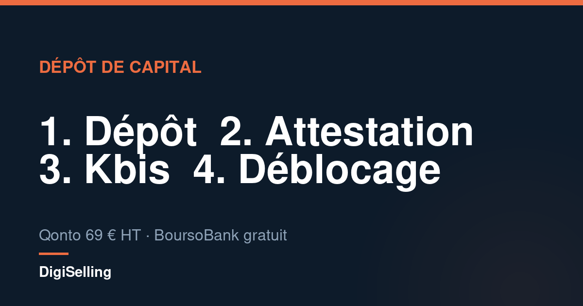 Schéma des étapes d’un dépôt de capital en ligne