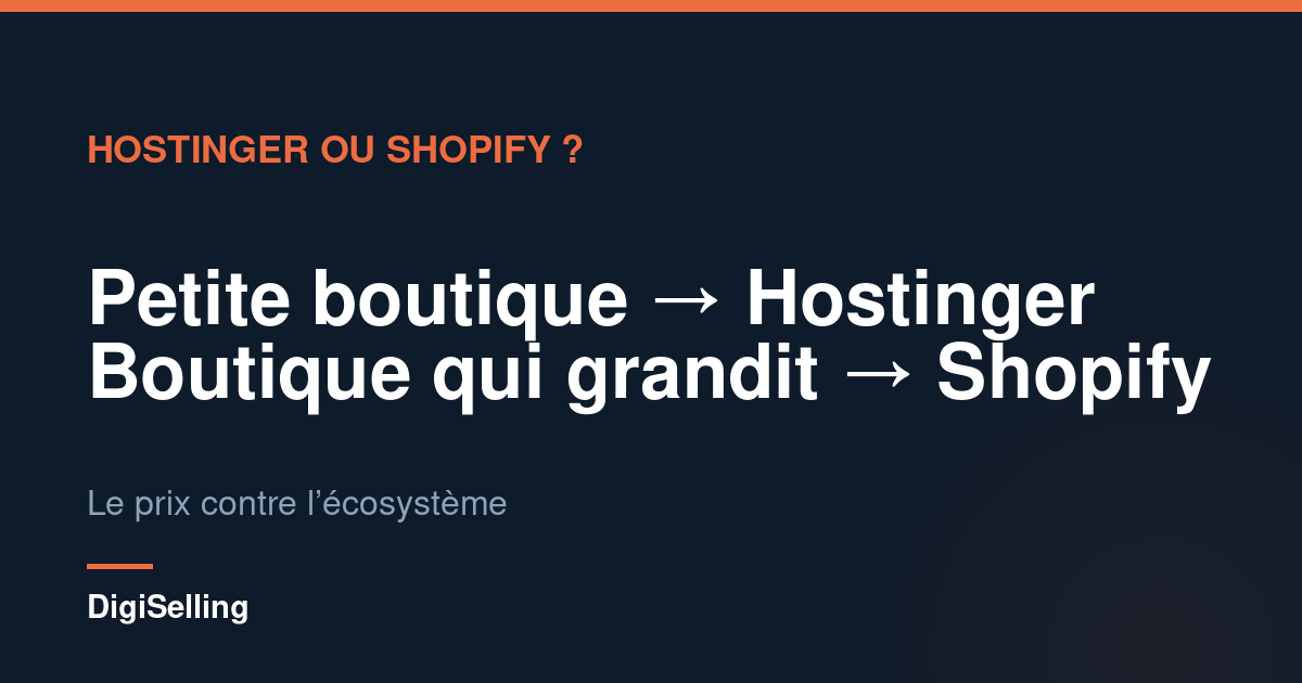 Schéma pour choisir entre Hostinger et Shopify selon la taille et les ambitions de la boutique