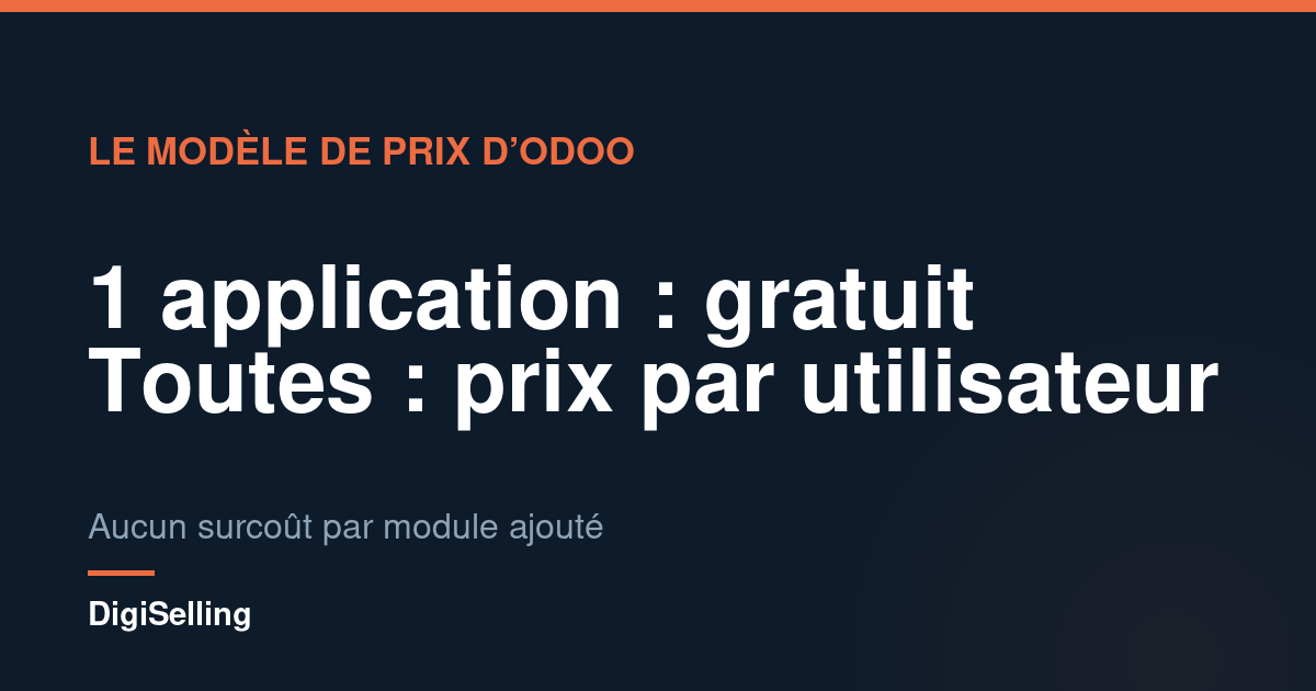 Schéma du modèle de prix Odoo : une application gratuite, toutes les applications facturées par utilisateur