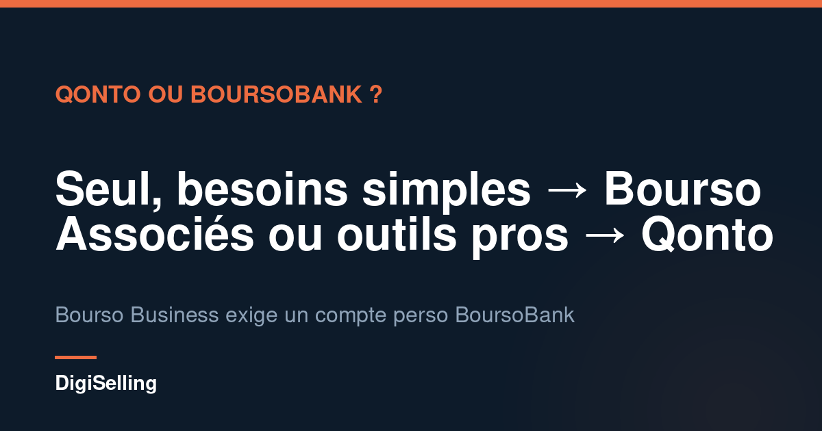 Schéma pour choisir entre Qonto et Bourso Business selon la structure de l’entreprise