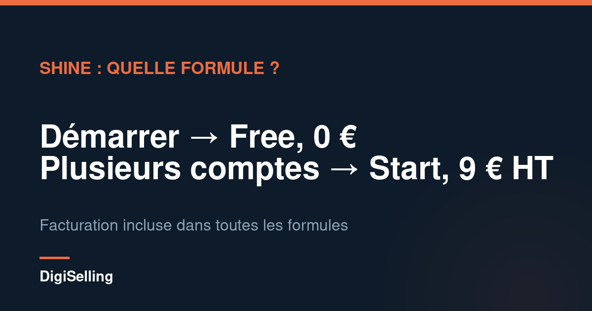 Schéma des formules du compte professionnel Shine