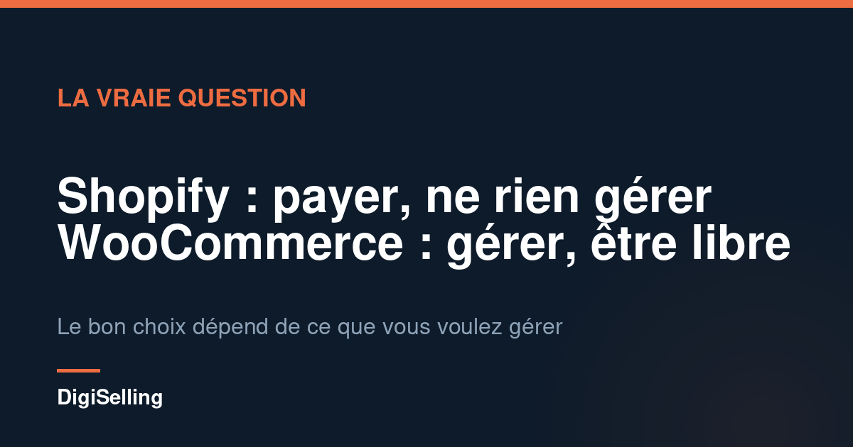 Schéma comparant la logique de Shopify et celle de WooCommerce pour une première boutique