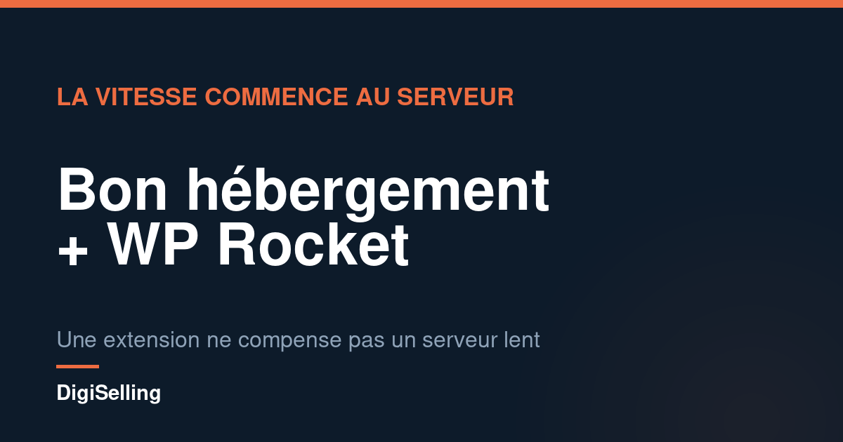 Schéma montrant qu’un site rapide combine un bon hébergement et une extension de cache comme WP Rocket